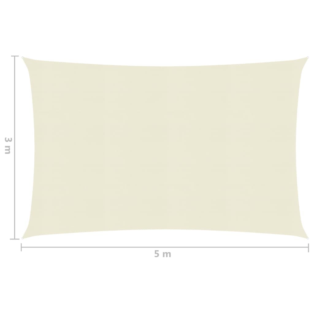 Sunshade Sail 160 g/m² Cream 3x5 m HDPE
